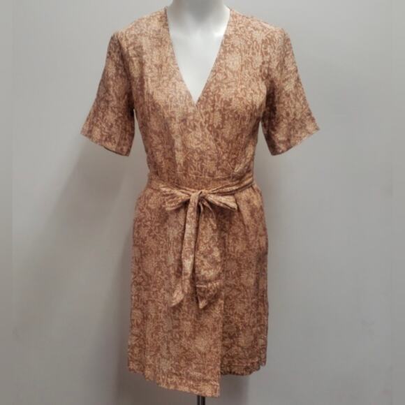 Faherty Ashley Tie Waist Linen Wrap Dress Women's Size XS - Picture 1 of 11